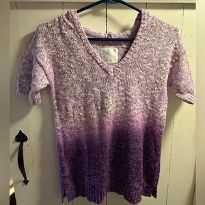 Justice Pink and Purple Hooded Knit Sweater